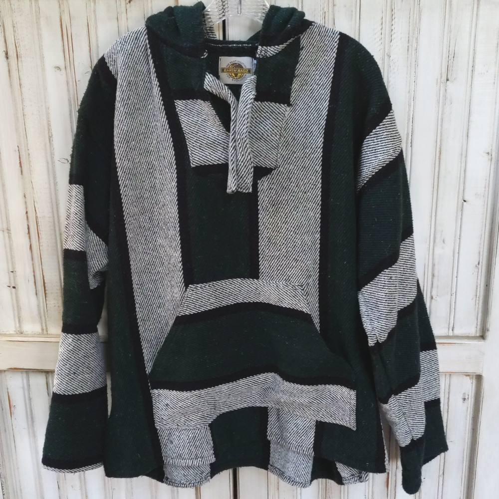 Earth Ragz green black and gray Baja hoodie pullover. XL
